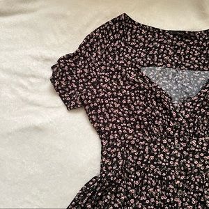 Pink and black floral Dress